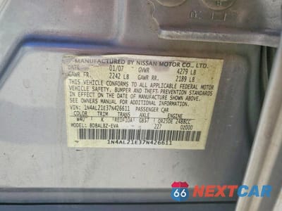 Zdjęcie 12 z 12 samochodu: 2007 NISSAN ALTIMA 2.5 VIN:1N4AL21E37N426611 - miniatura