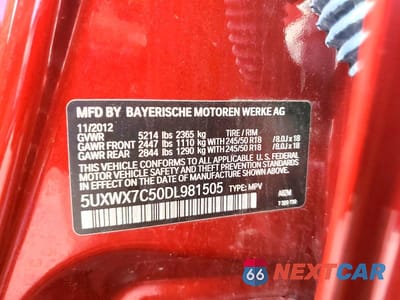 Zdjęcie 13 z 13 samochodu: 2013 BMW X3 XDRIVE35I VIN:5UXWX7C50DL981505 - miniatura