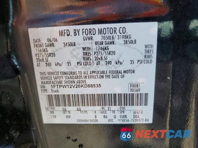 Zdjęcie 12 z 12 samochodu: 2006 FORD F150 SUPERCREW VIN:1FTPW12V26KD88535 - miniatura