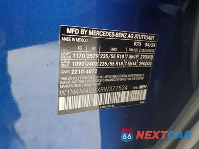 Zdjęcie 13 z 13 samochodu: 2024 MERCEDES-BENZ GLB 250 VIN:W1N4M4GBXRW377524 - miniatura