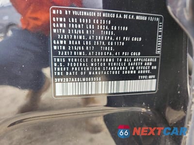 Zdjęcie 13 z 13 samochodu: 2020 VOLKSWAGEN TIGUAN SE VIN:3VV2B7AX8LM089956 - miniatura