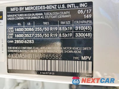 Zdjęcie 14 z 14 samochodu: 2017 MERCEDES-BENZ GLE 350 4MATIC VIN:4JGDA5HB1HA965582 - miniatura