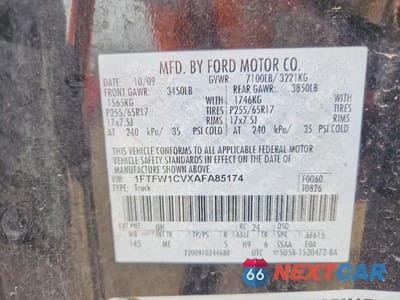 Zdjęcie 12 z 12 samochodu: 2010 FORD F150 SUPERCREW VIN:1FTFW1CVXAFA85174 - miniatura