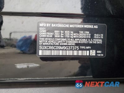 Zdjęcie 13 z 13 samochodu: 2021 BMW X5 XDRIVE40I VIN:5UXCR6C09M9G37375 - miniatura