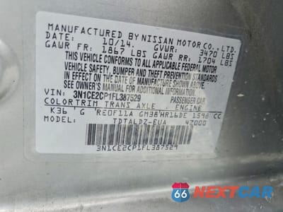 Zdjęcie 12 z 12 samochodu: 2015 NISSAN VERSA NOTE SV VIN:3N1CE2CP1FL387529 - miniatura