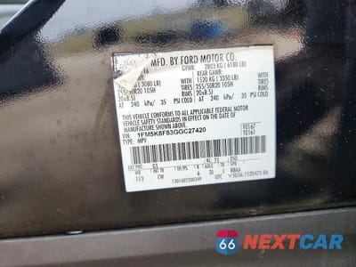 Zdjęcie 13 z 13 samochodu: 2016 FORD EXPLORER LIMITED VIN:1FM5K8F83GGC27420 - miniatura