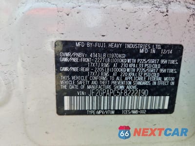 Zdjęcie 14 z 14 samochodu: 2015 SUBARU XV CROSSTREK 2.0 LIMITED VIN:JF2GPAPC5F8222190 - miniatura