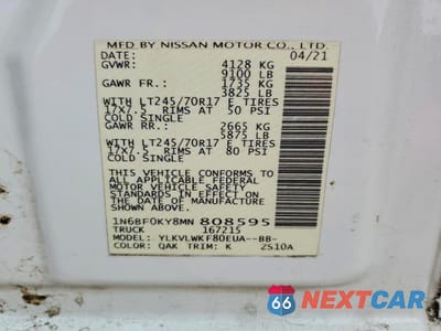 Zdjęcie 13 z 14 samochodu: 2021 NISSAN NV2500 VIN:1N6BF0KY8MN808595 - miniatura