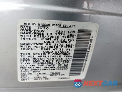 Zdjęcie 13 z 13 samochodu: 2010 NISS ROGUE S VIN:JN8AS5MV8AW133237 - miniatura