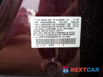 Zdjęcie 12 z 12 samochodu: 2010 HONDA PILOT TOURING VIN:5FNYF4H80AB026510 - miniatura