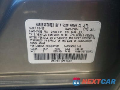 Zdjęcie 12 z 12 samochodu: 2006 INFINITI G35 VIN:JNKCV51F06M603383 - miniatura