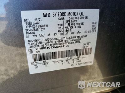 Zdjęcie 13 z 13 samochodu: 2021 FORD EDGE SE VIN:2FMPK4G9XMBA61196 - miniatura