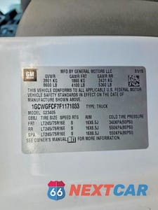 Zdjęcie 13 z 13 samochodu: 2015 CHEVROLET EXPRESS G2500 UTILITY / SERVICE VAN VIN:1GCWGFCF7F1171033 - miniatura