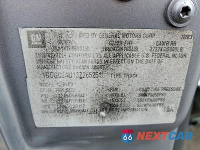Zdjęcie 13 z 13 samochodu: 2003 CHEVROLET SILVERADO C2500 VIN:1GCGC24U13Z265251 - miniatura