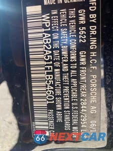 Zdjęcie 10 z 10 samochodu: 2015 PORSCHE MACAN S VIN:WP1AB2A51FLB54601 - miniatura