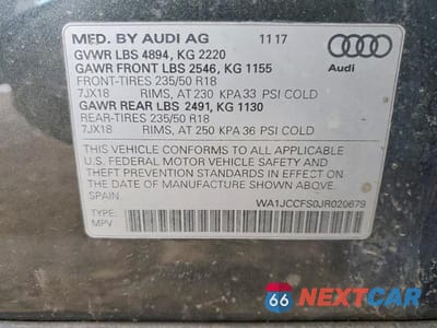 Zdjęcie 12 z 12 samochodu: 2018 AUDI Q3 PREMIUM PLUS VIN:WA1JCCFS0JR020679 - miniatura