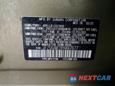 Zdjęcie 13 z 13 samochodu: 2023 SUBARU FORESTER WILDERNESS VIN:JF2SKAMC9PH447677 - miniatura