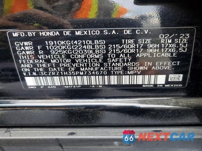 Zdjęcie 14 z 14 samochodu: 2023 HONDA HR-V LX VIN:3CZRZ1H35PM734670 - miniatura