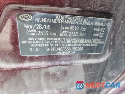 Zdjęcie 13 z 13 samochodu: 2006 HYUNDAI SONATA GLS V6 VIN:5NPEU46F66H150266 - miniatura