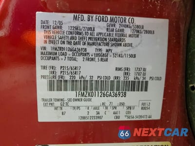 Zdjęcie 13 z 13 samochodu: 2006 FORD FREESTYLE SE VIN:1FMZK01126GA36938 - miniatura