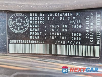 Zdjęcie 12 z 12 samochodu: 2015 VOLKSWAGEN GTI VIN:3VWYT7AU3FM069322 - miniatura