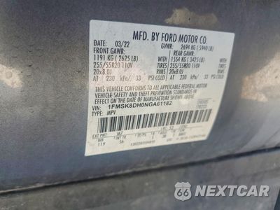 Zdjęcie 13 z 14 samochodu: 2022 FORD EXPLORER XLT VIN:1FMSK8DH0NGA61182 - miniatura