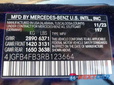 Zdjęcie 14 z 14 samochodu: 2024 MERCEDES-BENZ GLE 350 4MATIC VIN:4JGFB4FB3RB123664 - miniatura