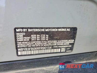 Zdjęcie 12 z 12 samochodu: 2024 BMW I4 XDRIVE 40 VIN:WBY83FB06RFR90154 - miniatura