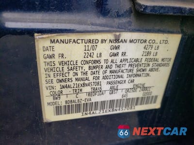 Zdjęcie 12 z 12 samochodu: 2008 NISSAN ALTIMA 2.5 VIN:1N4AL21EX8N457081 - miniatura