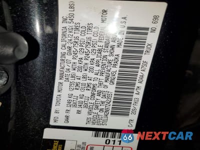 Zdjęcie 12 z 12 samochodu: 2007 TOYOTA TACOMA V6 VIN:5TELU42N97Z423557 - miniatura