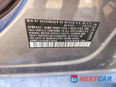 Zdjęcie 12 z 12 samochodu: 2015 VOLKSWAGEN JETTA SE VIN:3VWD17AJ9FM275089 - miniatura