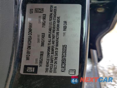 Zdjęcie 12 z 12 samochodu: 2014 CHEVROLET SPARK 1LT VIN:KL8CD6S97EC502325 - miniatura