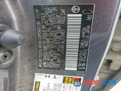Zdjęcie 12 z 12 samochodu: 2020 TOYOTA PRIUS LE VIN:JTDKARFU6L3109831 - miniatura