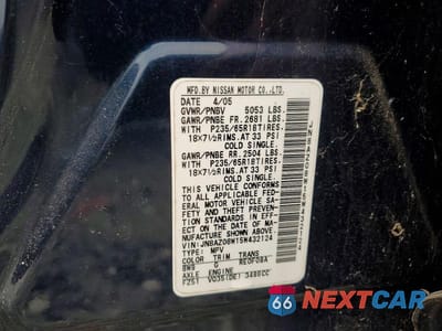 Zdjęcie 13 z 13 samochodu: 2005 NISSAN MURANO S VIN:JN8AZ08W15W432124 - miniatura