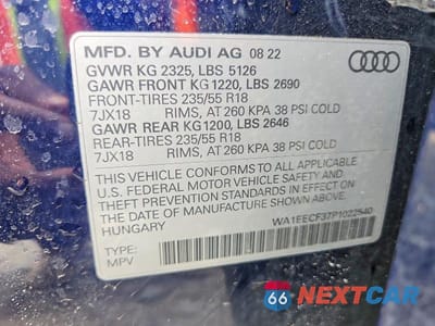 Zdjęcie 13 z 13 samochodu: 2023 AUDI Q3 PREMIUM PLUS S LINE 45 VIN:WA1EECF37P1022540 - miniatura