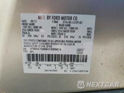 Zdjęcie 14 z 14 samochodu: 2017 FORD EXPLORER XLT VIN:1FM5K7D85HGD95834 - miniatura