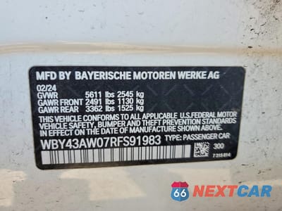 Zdjęcie 13 z 14 samochodu: 2024 BMW I4 EDRIVE 35 VIN:WBY43AW07RFS91983 - miniatura