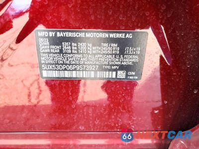 Zdjęcie 13 z 13 samochodu: 2023 BMW X3 XDRIVE30I VIN:5UX53DP06P9S73927 - miniatura