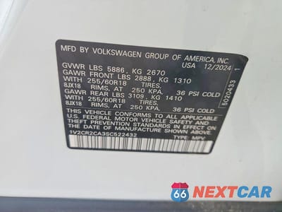 Zdjęcie 14 z 14 samochodu: 2025 VOLKSWAGEN ATLAS PEAK EDITION SE VIN:1V2CR2CA3SC522432 - miniatura