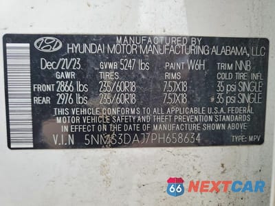 Zdjęcie 13 z 13 samochodu: 2023 HYUNDAI SANTA FE SEL VIN:5NMS3DAJ7PH658634 - miniatura