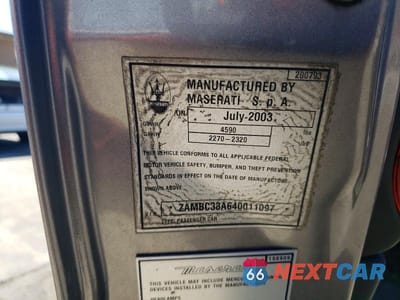 Zdjęcie 12 z 12 samochodu: 2004 MASERATI COUPE GT VIN:ZAMBC38A640011097 - miniatura