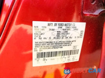 Zdjęcie 12 z 12 samochodu: 2007 FORD EDGE SEL PLUS VIN:2FMDK39C47BA27149 - miniatura