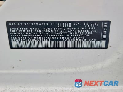 Zdjęcie 12 z 12 samochodu: 2017 VOLKSWAGEN JETTA SE VIN:3VWDB7AJ5HM385394 - miniatura