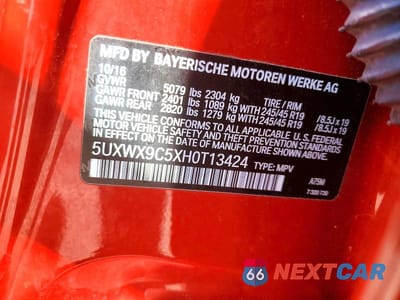 Zdjęcie 13 z 13 samochodu: 2017 BMW X3 XDRIVE28I VIN:5UXWX9C5XH0T13424 - miniatura