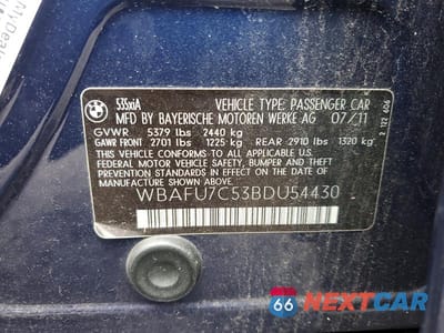 Zdjęcie 12 z 12 samochodu: 2011 BMW 535 VIN:WBAFU7C53BDU54430 - miniatura