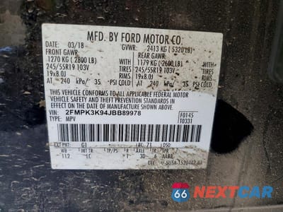 Zdjęcie 13 z 13 samochodu: 2018 FORD EDGE VIN:2FMPK3K94JBB89978 - miniatura
