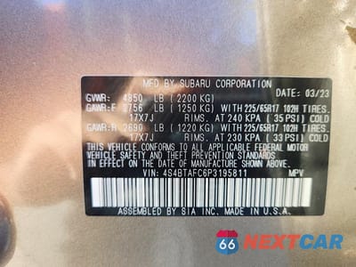 Zdjęcie 14 z 14 samochodu: 2023 SUBARU OUTBACK PREMIUM VIN:4S4BTAFC6P3195811 - miniatura