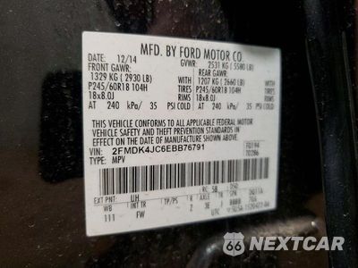Zdjęcie 14 z 14 samochodu: 2014 FORD EDGE SEL VIN:2FMDK4JC6EBB76791 - miniatura