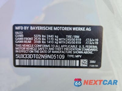 Zdjęcie 13 z 13 samochodu: 2022 BMW X4 XDRIVE30I VIN:5UX33DT02N9N05109 - miniatura