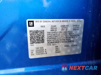 Zdjęcie 13 z 13 samochodu: 2019 CHEVROLET EQUINOX LT VIN:3GNAXKEV1KS535874 - miniatura